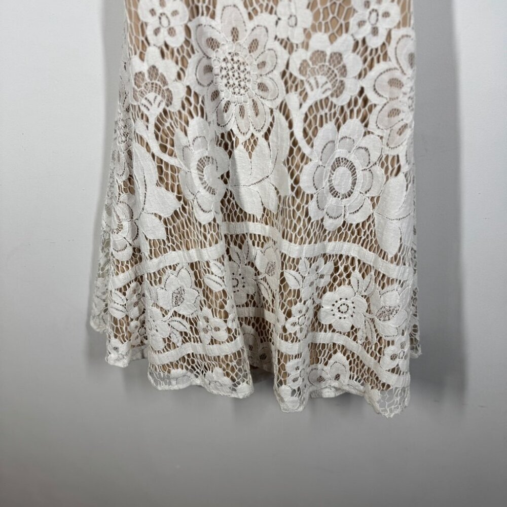 For Love & Lemons White Lace Fit Flare Sleeveless Dress Lined Boho Festival XS - Picture 5 of 15